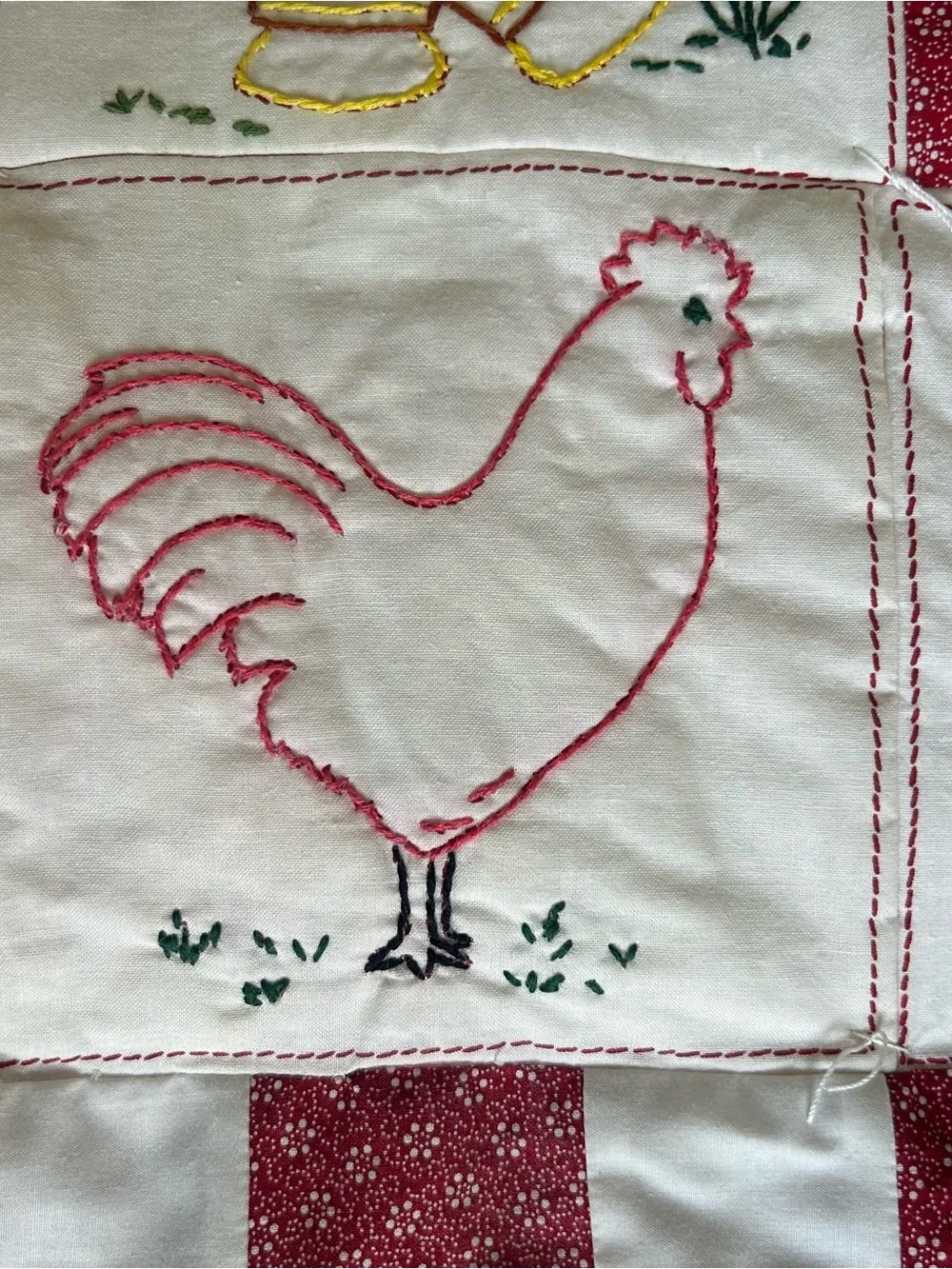 VTG Hand-embroidered Quilt Tapestry Hanging Cottage Sunbonnet Sue Theme 46”x59”